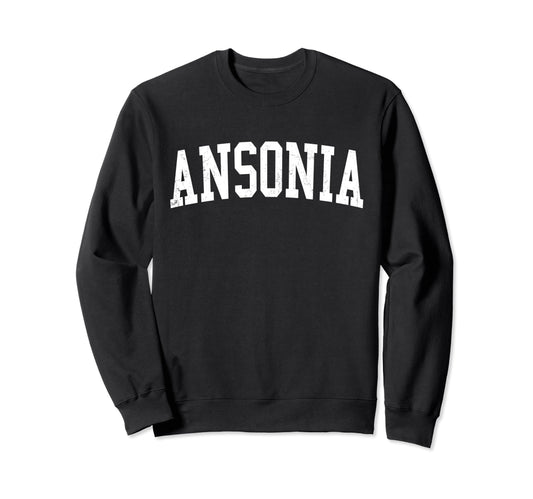 Ansonia Ct Distressed White Varsity Sweatshirt - Fun Novelty Design Unisex - T-Shirt, Sweatshirt, Hoodie