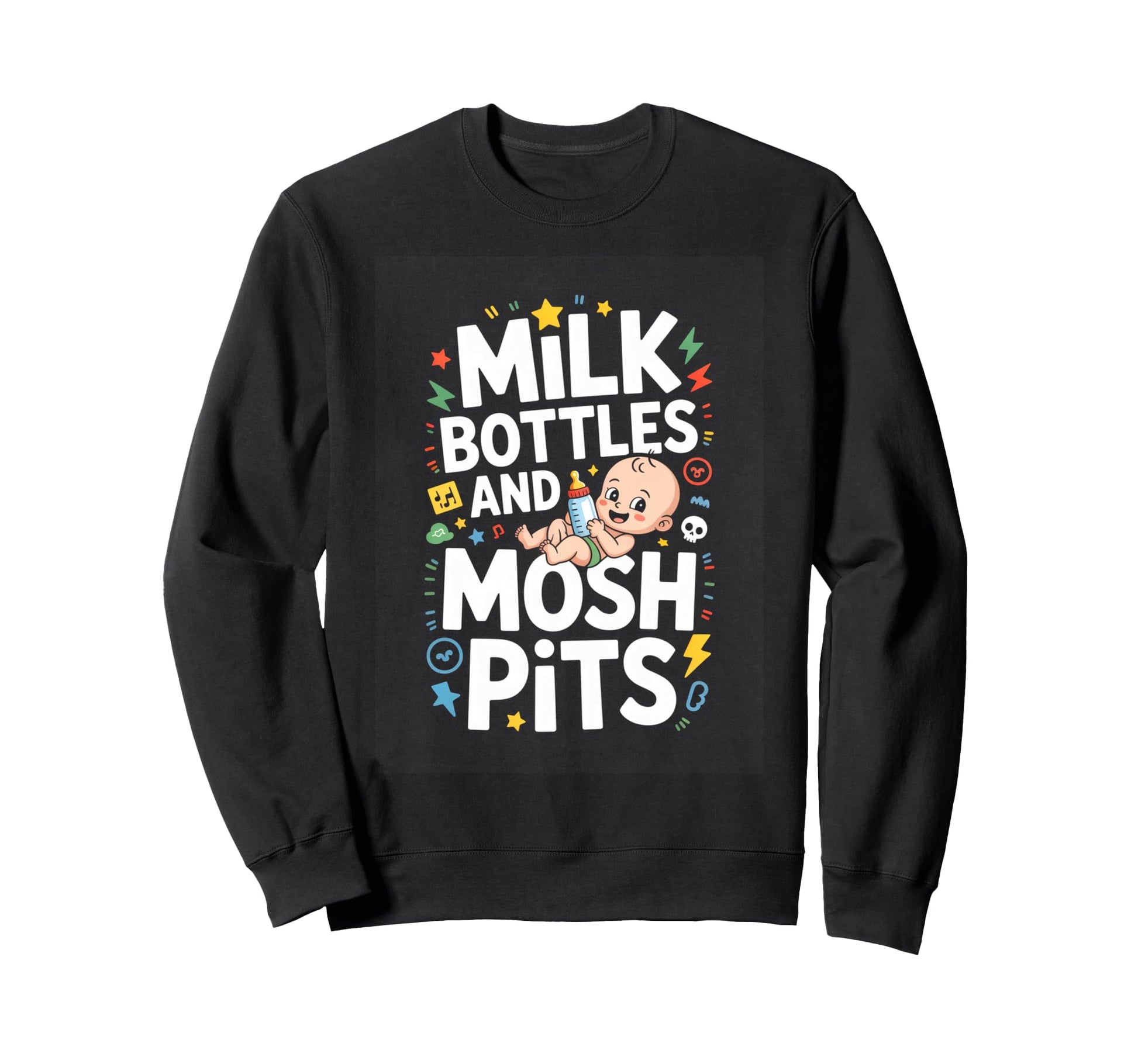 Funny Rock Milk Bottles And Mosh Sweatshirt - Trendy Graphic for Adults - T-Shirt, Sweatshirt, Hoodie