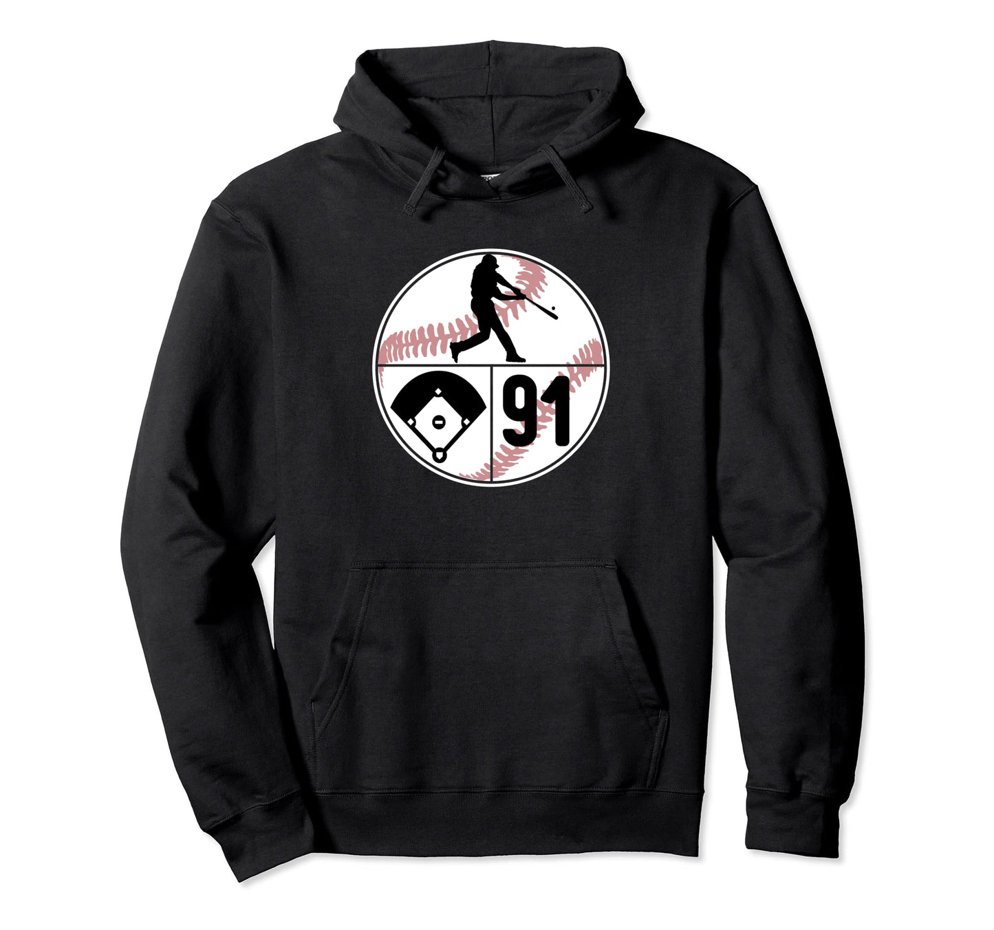 Number 91 91 Player Batter Homerun Field Hoodie - Unique Graphic Unisex - T-Shirt, Sweatshirt, Hoodie