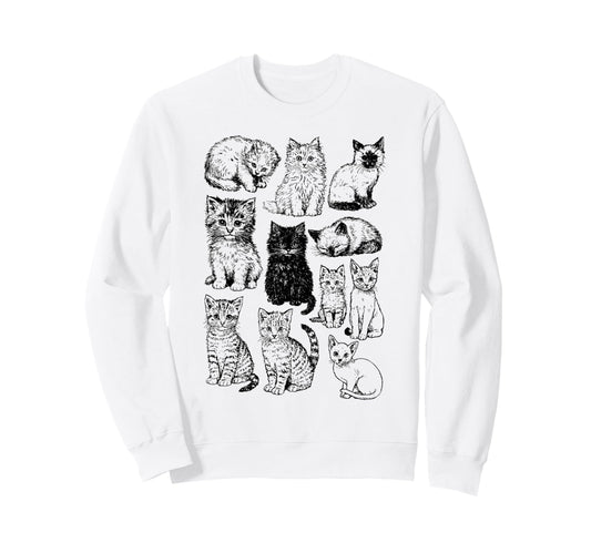 90S Tattoo Cat Kitten Y2K Sweatshirt - Minimalist Print for Adults - T-Shirt, Sweatshirt, Hoodie