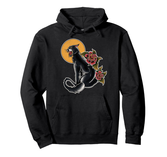 American Traditional Panther Hoodie - Casual Everyday Wear Men Women - T-Shirt, Sweatshirt, Hoodie