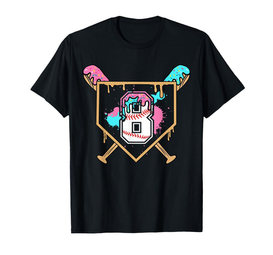 8Th Birthday Baseball Bat Ice Cream T-Shirt - Aesthetic Graphic Men Women - T-Shirt, Sweatshirt, Hoodie