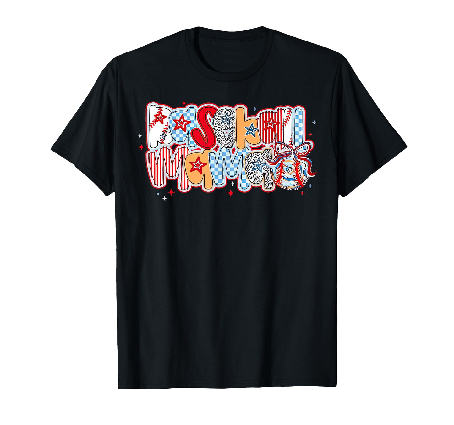 Baseball Mama Coquette Checkered T-Shirt - Graphic Print for Adults - T-Shirt, Sweatshirt, Hoodie