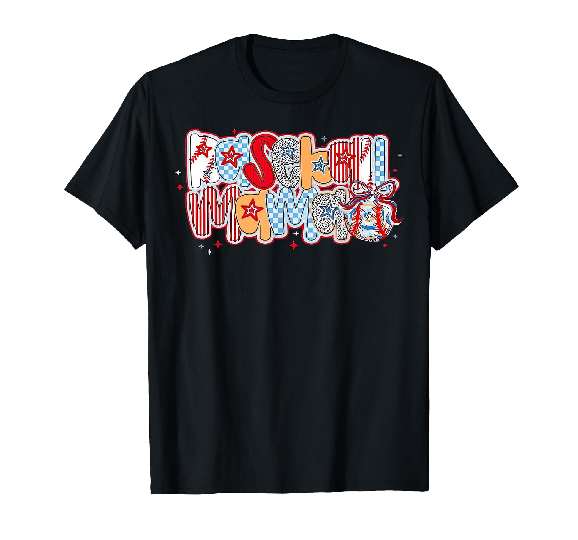 Baseball Mama Coquette Checkered T-Shirt - Graphic Print for Adults - T-Shirt, Sweatshirt, Hoodie