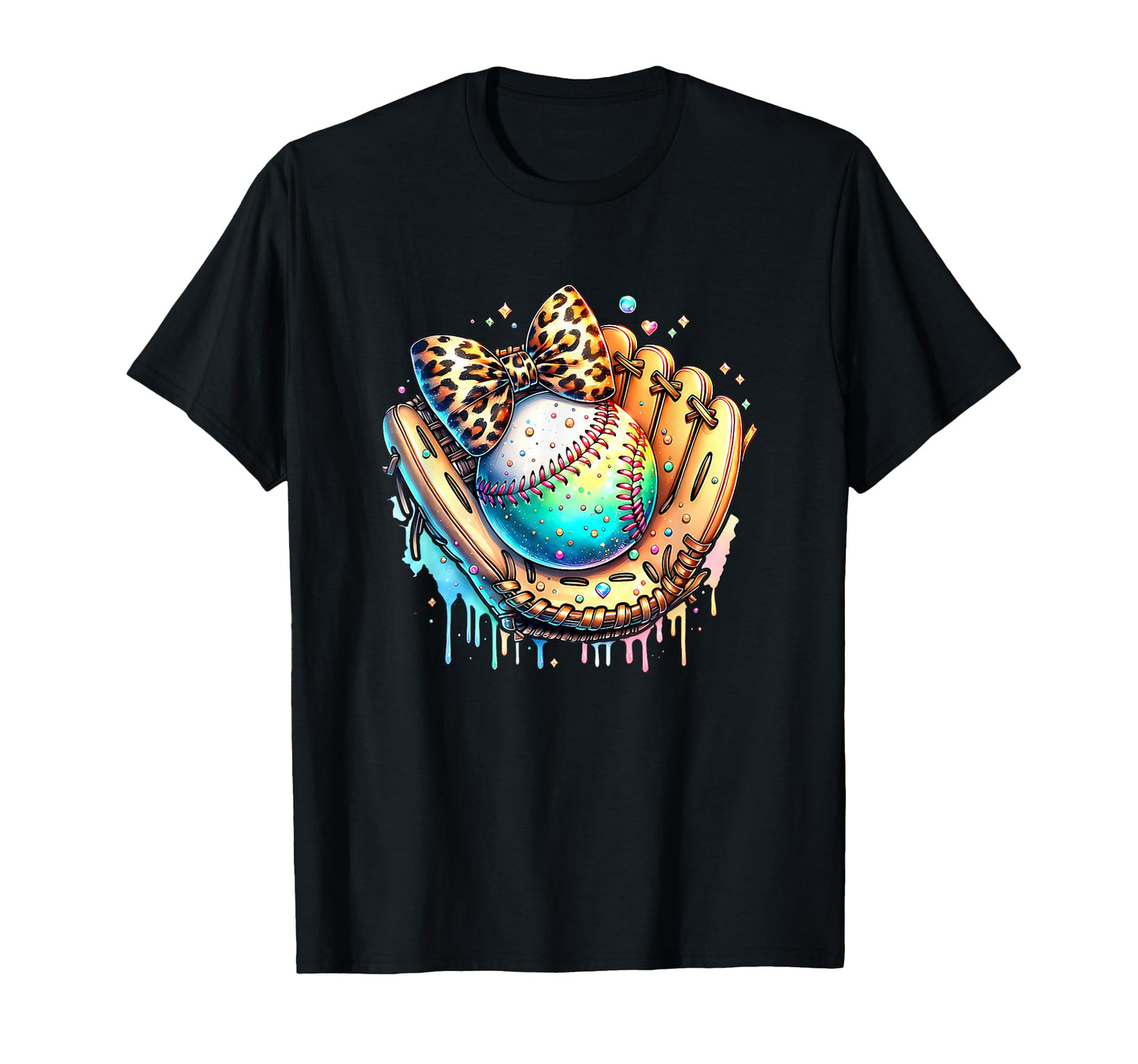 Baseball Drip Ice Cream Leopard T-Shirt - Aesthetic Graphic for Adults - T-Shirt, Sweatshirt, Hoodie