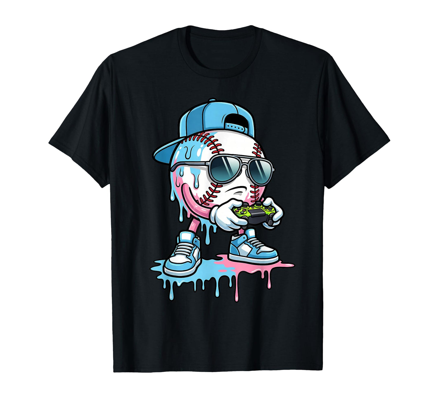 Baseball Gamer Ice Cream Drip Baseball T-Shirt - Minimalist Print Unisex - T-Shirt, Sweatshirt, Hoodie