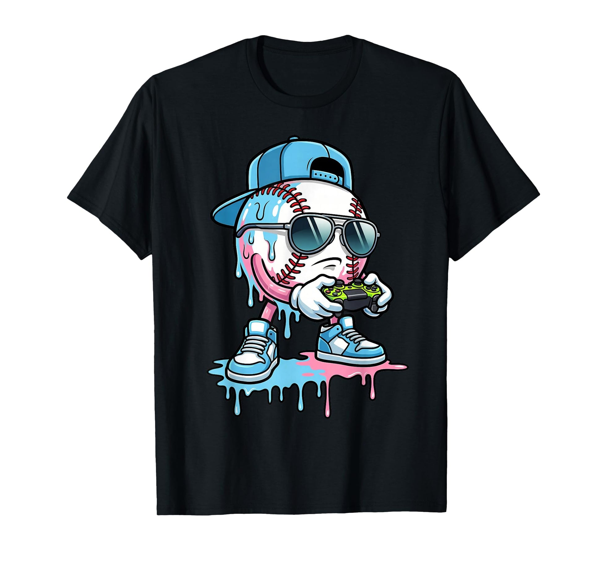 Baseball Gamer Ice Cream Drip Baseball T-Shirt - Minimalist Print Unisex - T-Shirt, Sweatshirt, Hoodie