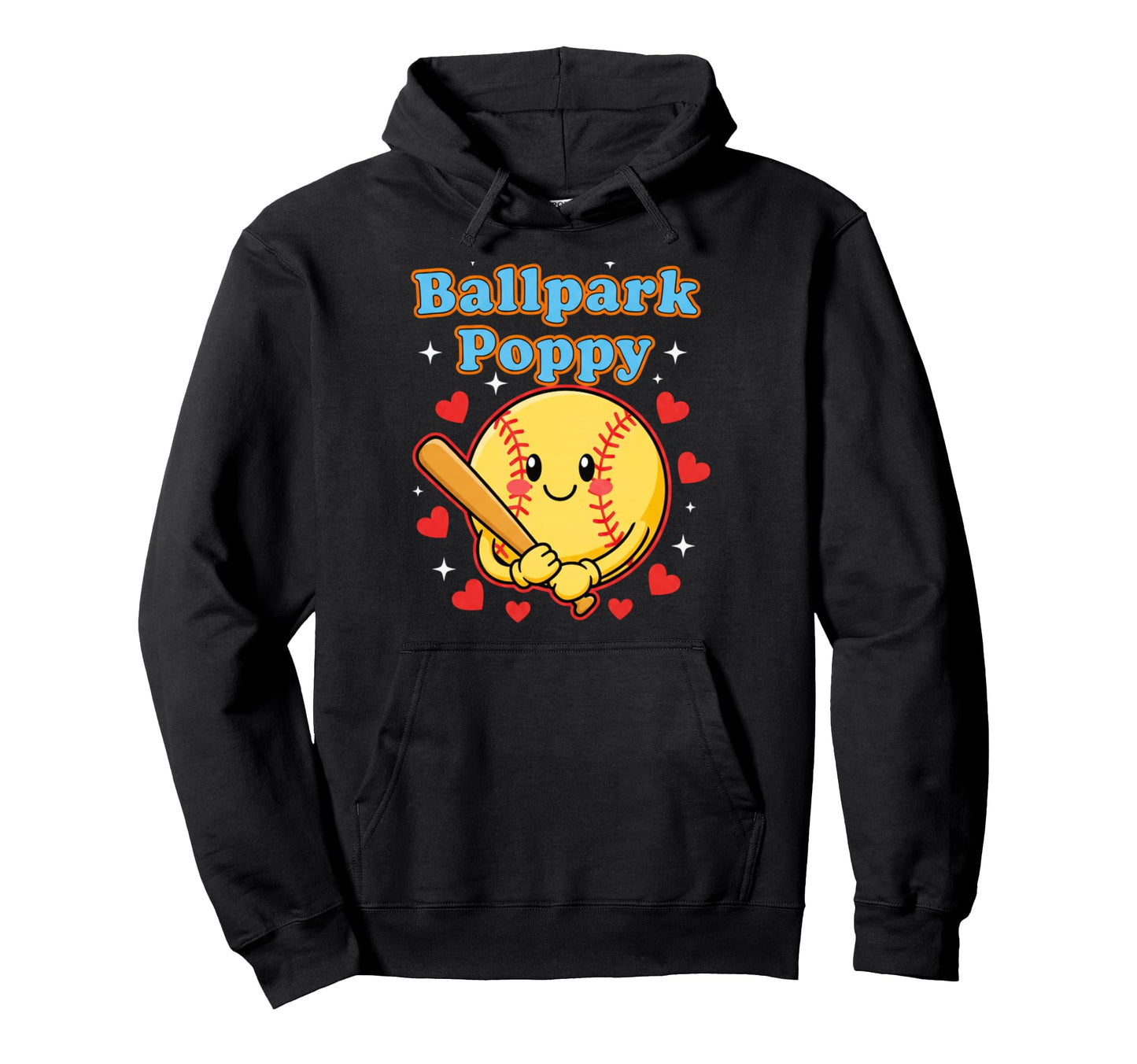 Ballpark Poppy Softball And Baseball Hoodie - Custom Art Print Men Women - T-Shirt, Sweatshirt, Hoodie
