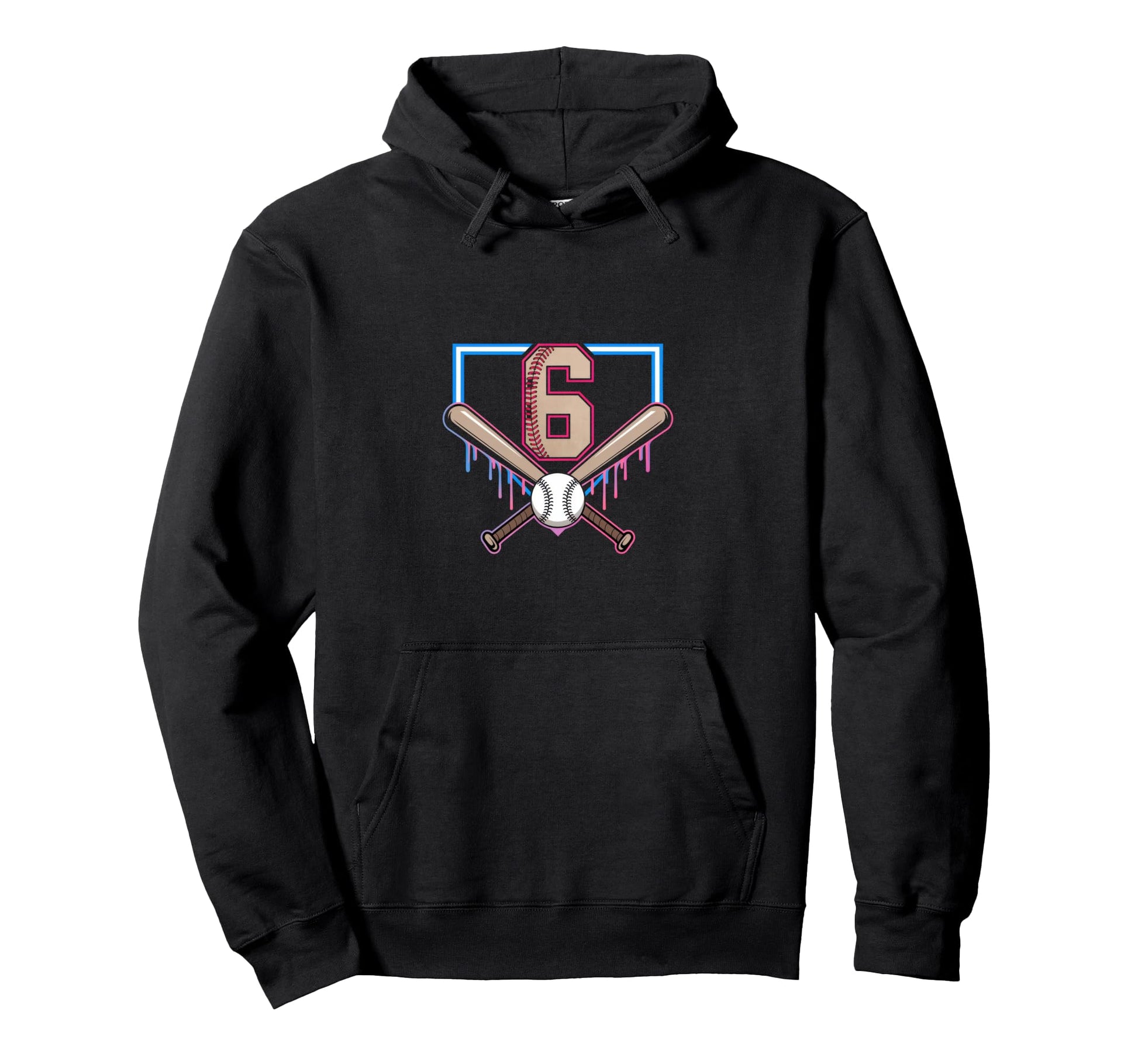Baseball Home Ice Cream 6Th Birthday Hoodie - Graphic Print for Adults - T-Shirt, Sweatshirt, Hoodie