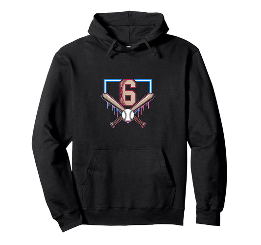 Baseball Home Ice Cream 6Th Birthday Hoodie - Graphic Print for Adults - T-Shirt, Sweatshirt, Hoodie