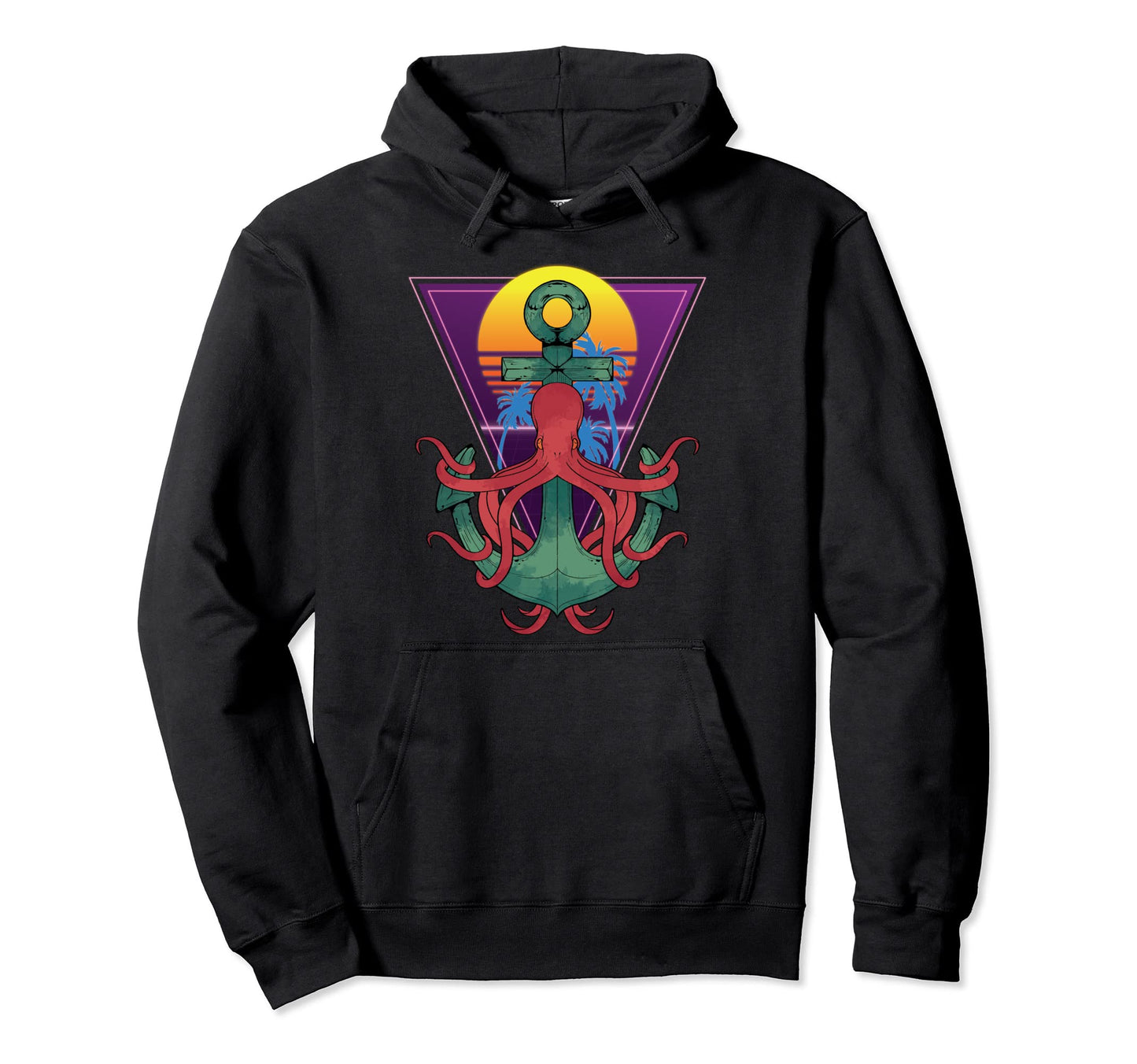 Sunset Ocean Animal Anchor Kraken Hoodie - Novelty Apparel for Adults - T-Shirt, Sweatshirt, Hoodie