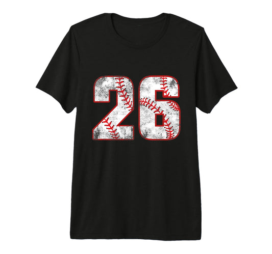 Baseball 26 Jersey Number Tri Blend T-Shirt - Graphic Print for Adults - T-Shirt, Sweatshirt, Hoodie