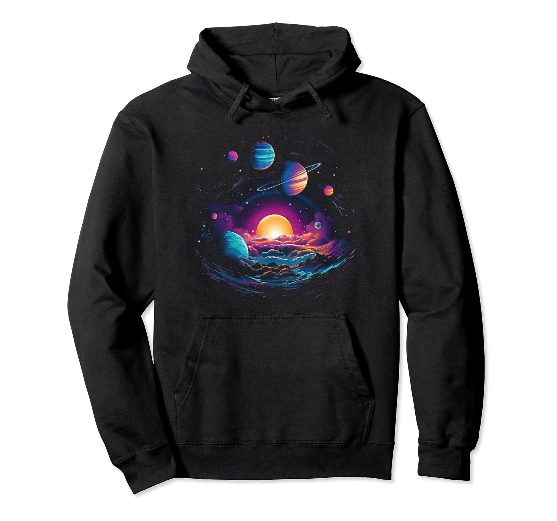 Vaporwave Solar System 80S Synthwave Hoodie - Minimalist Print Men Women - T-Shirt, Sweatshirt, Hoodie