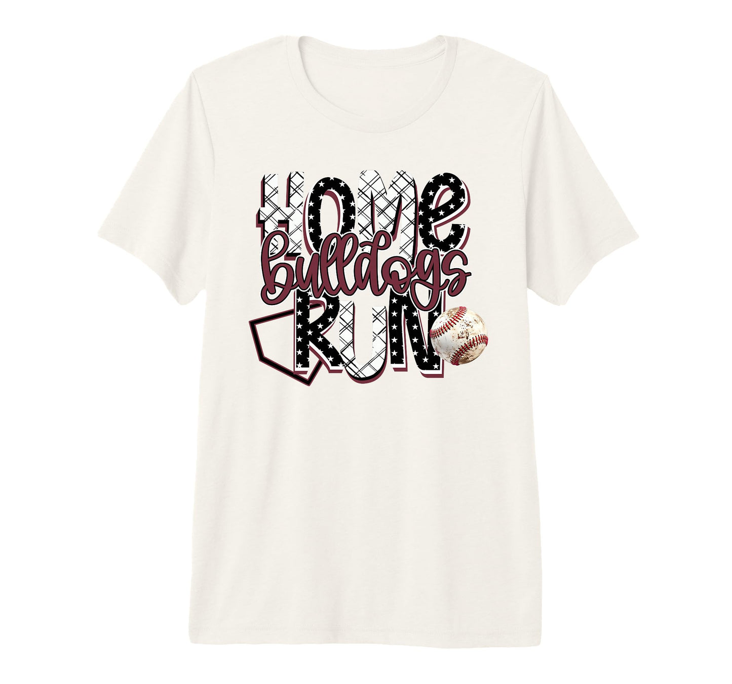 Home Run Bulldogs Baseball Game Day Maroon T-Shirt - Unique Graphic Unisex - T-Shirt, Sweatshirt, Hoodie