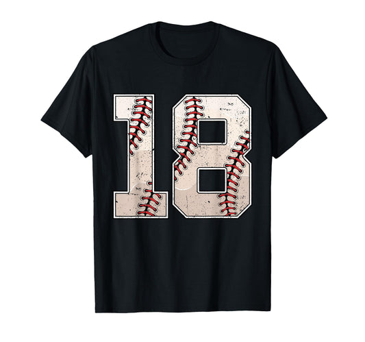 Baseball Birthday Eighteen 18 T-Shirt - Casual Everyday Wear for Adults - T-Shirt, Sweatshirt, Hoodie