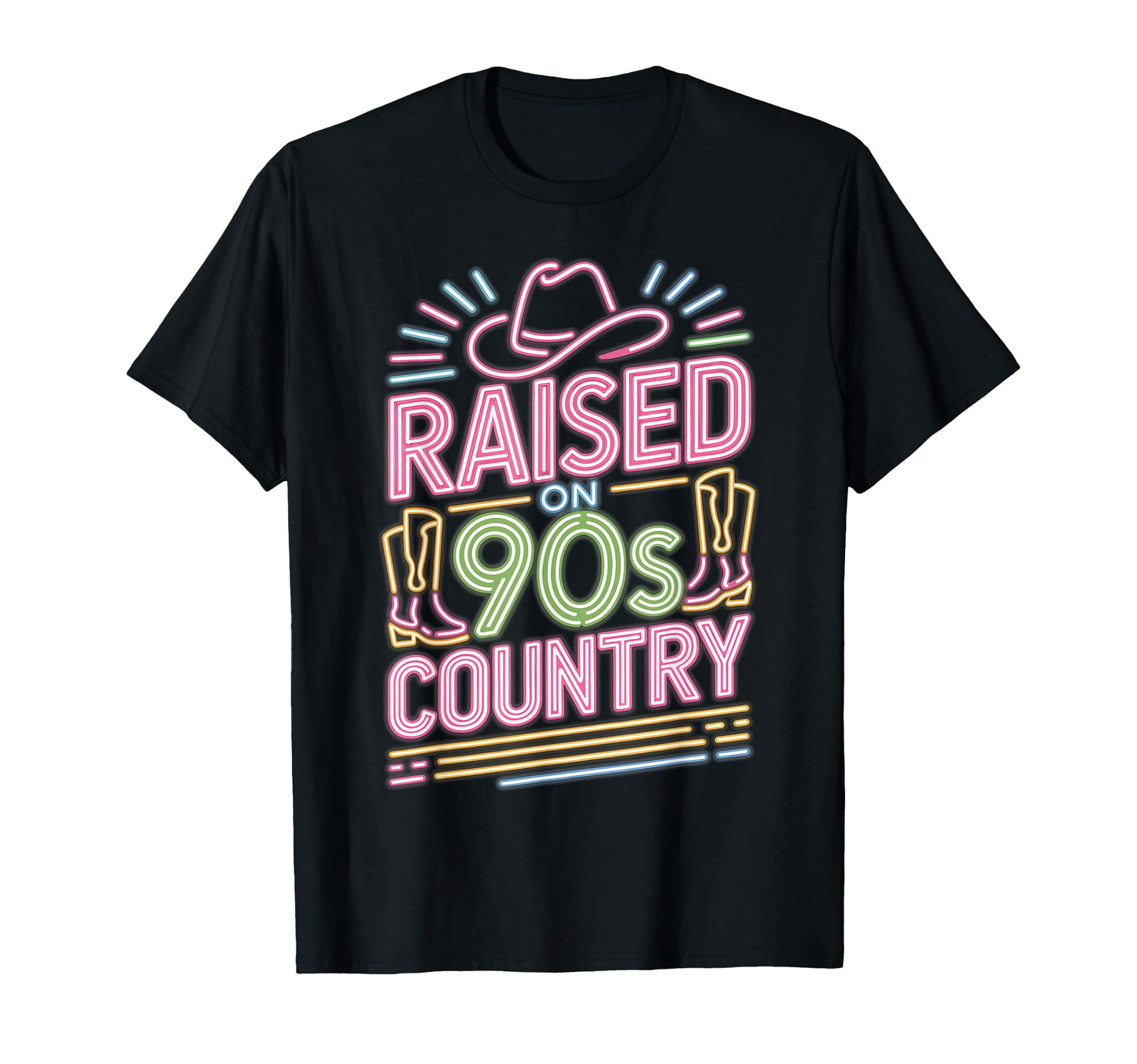 Western Cowboy Boots Hat Raised 90S T-Shirt - Custom Art Print Men Women - T-Shirt, Sweatshirt, Hoodie