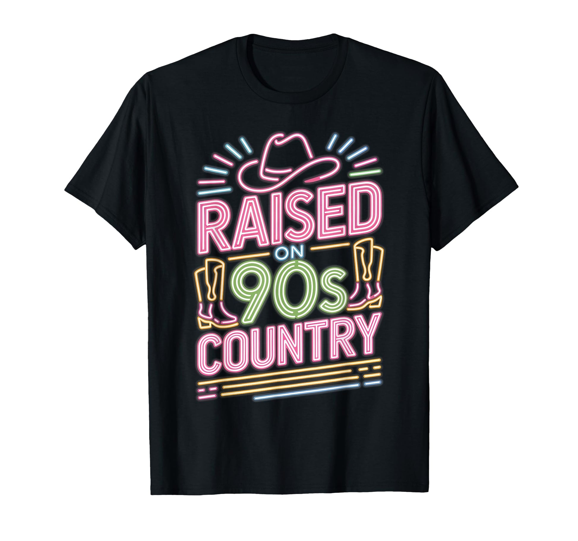 Western Cowboy Boots Hat Raised 90S T-Shirt - Custom Art Print Men Women - T-Shirt, Sweatshirt, Hoodie