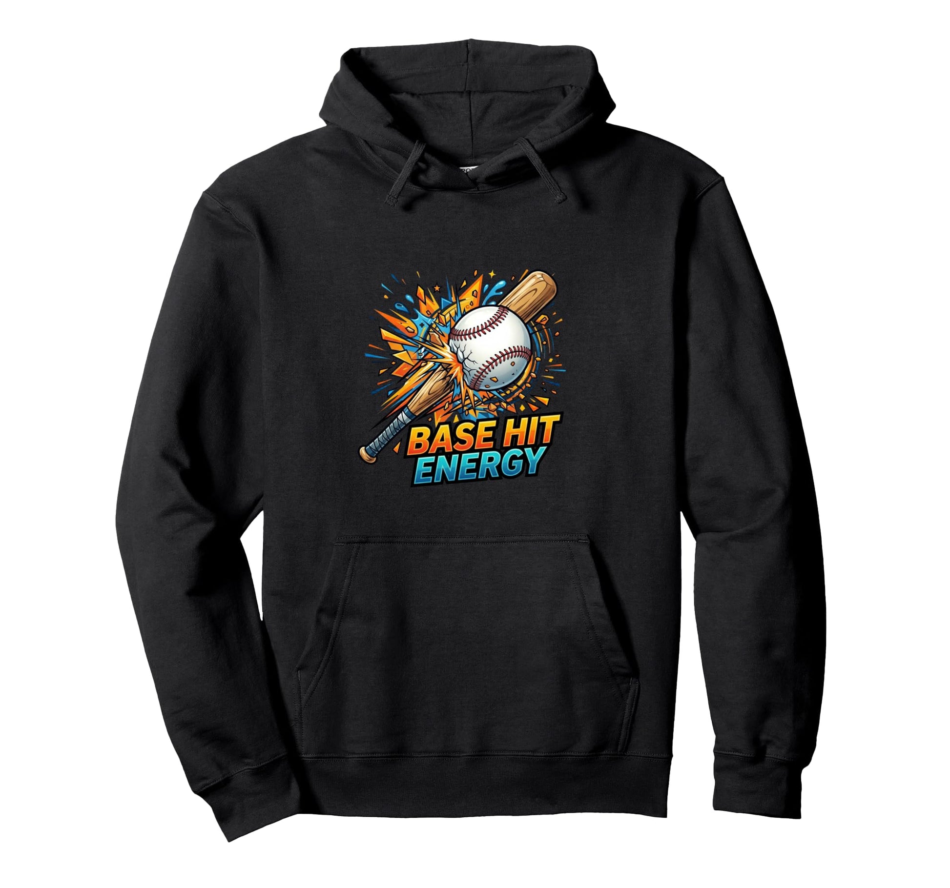 Base Hit Energy Baseball Power Impact Hoodie - Custom Art Print for Adults - T-Shirt, Sweatshirt, Hoodie