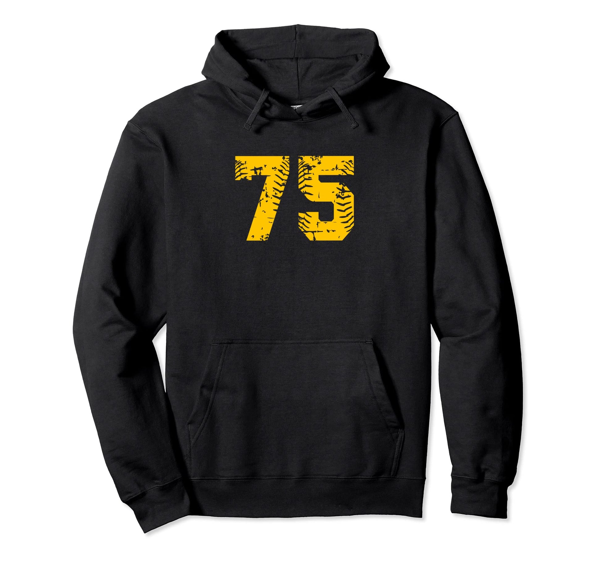 Baseball Softball Number 75 Yellow Hoodie - Unique Graphic for Adults - T-Shirt, Sweatshirt, Hoodie