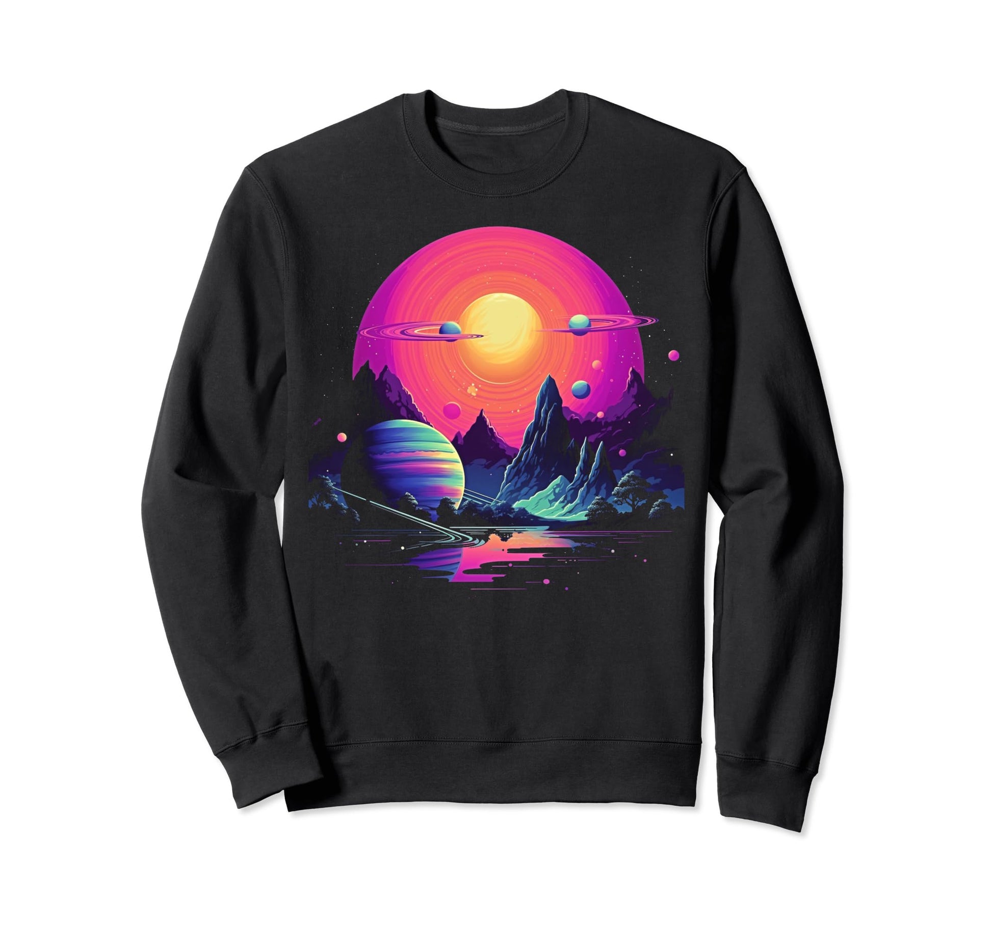 Vaporwave Solar System 80S Sweatshirt - Fun Novelty Design Unisex - T-Shirt, Sweatshirt, Hoodie