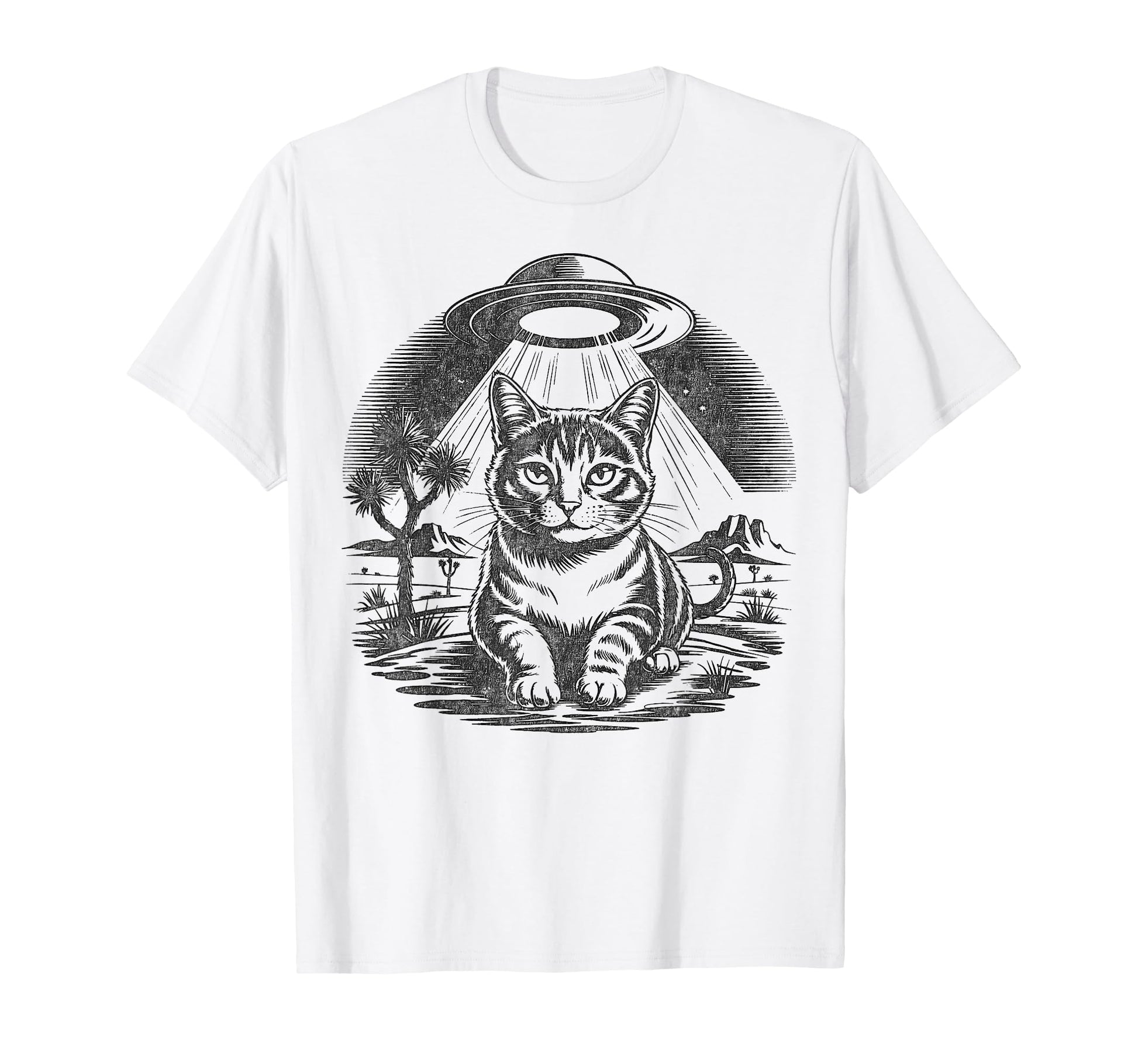Funny Cat Western Ufo Cowboy Cat T-Shirt - Novelty Apparel Unisex - T-Shirt, Sweatshirt, Hoodie