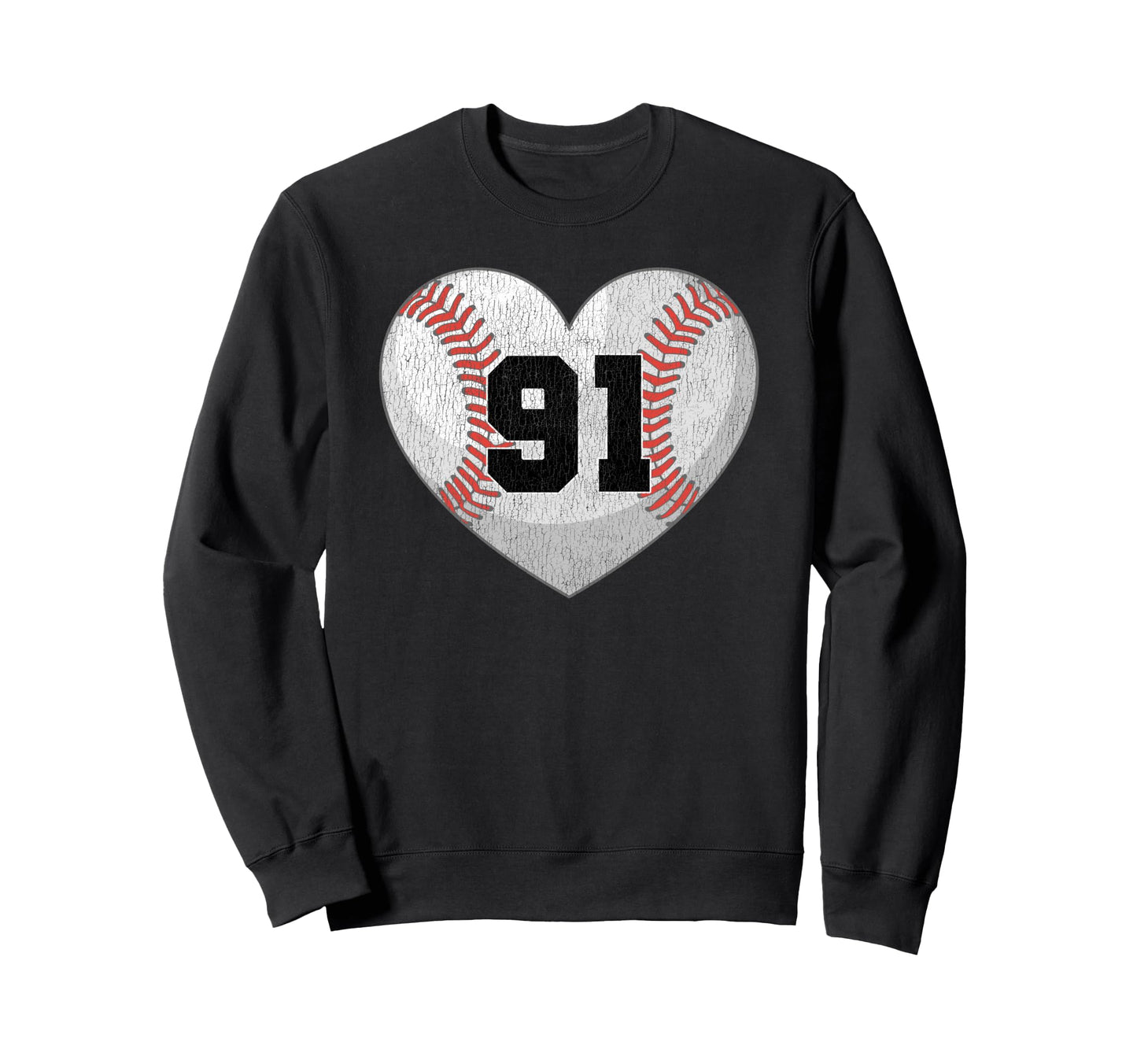 Baseball Number 91 Distressed Sweatshirt - Casual Everyday Wear for Adults - T-Shirt, Sweatshirt, Hoodie