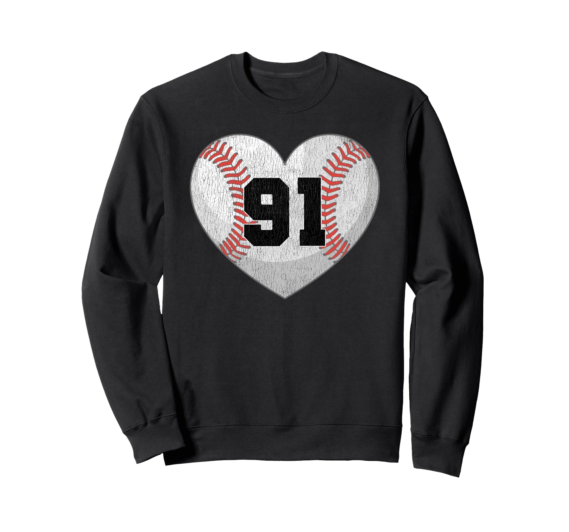 Baseball Number 91 Distressed Sweatshirt - Casual Everyday Wear for Adults - T-Shirt, Sweatshirt, Hoodie