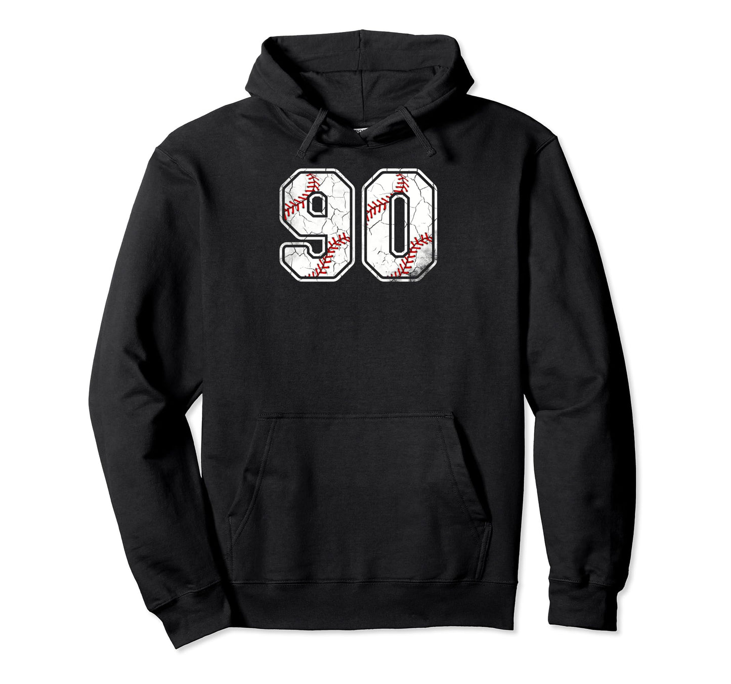 Distressed 90Th Birthday Baseball Ninety Hoodie - Unique Graphic Unisex - T-Shirt, Sweatshirt, Hoodie