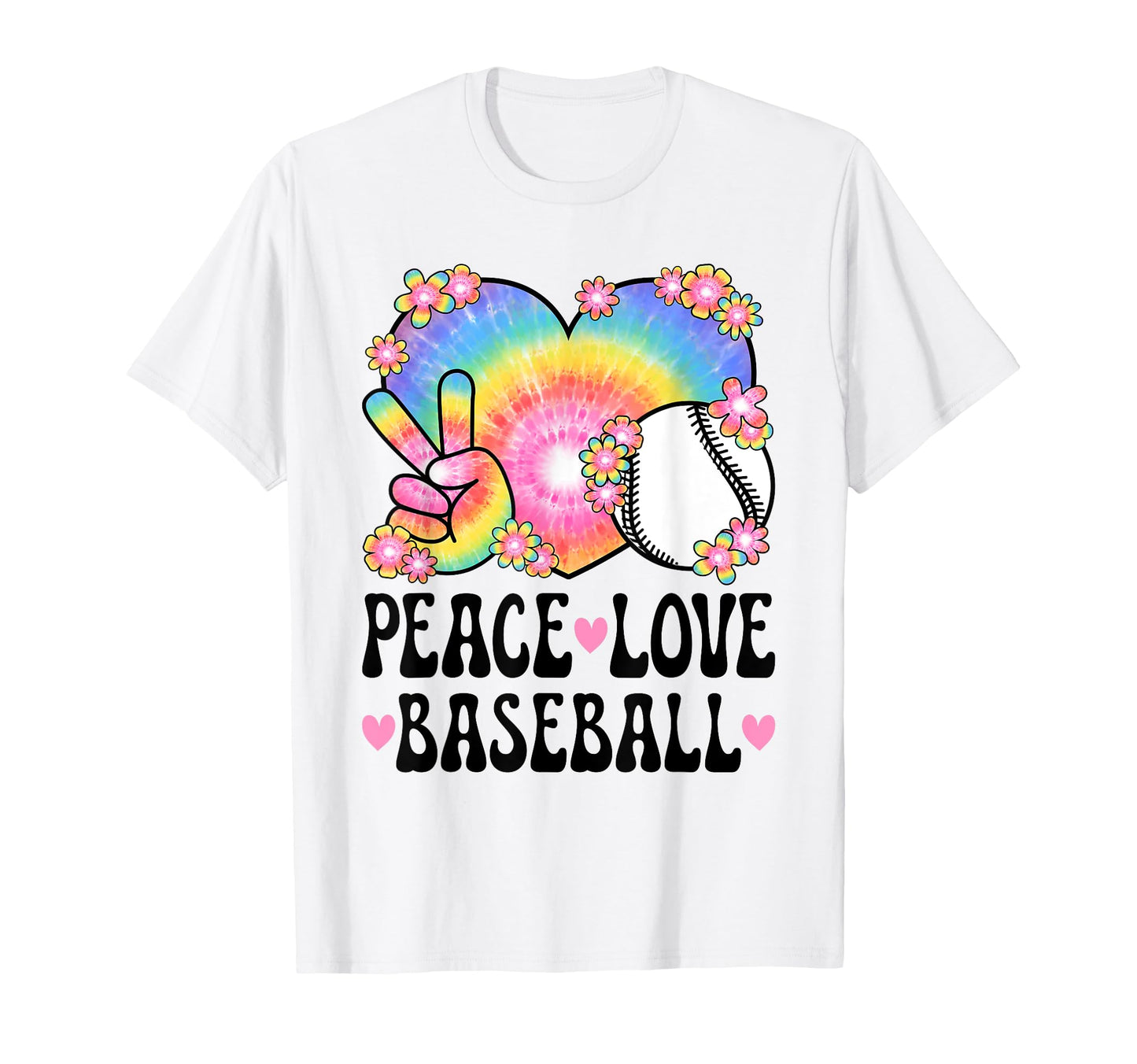 Peace Love Baseball Lover 60S 70S T-Shirt - Aesthetic Graphic for Adults - T-Shirt, Sweatshirt, Hoodie