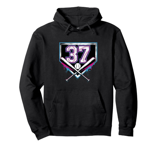 37Th Birthday Baseball Home Ice Hoodie - Fun Novelty Design for Adults - T-Shirt, Sweatshirt, Hoodie