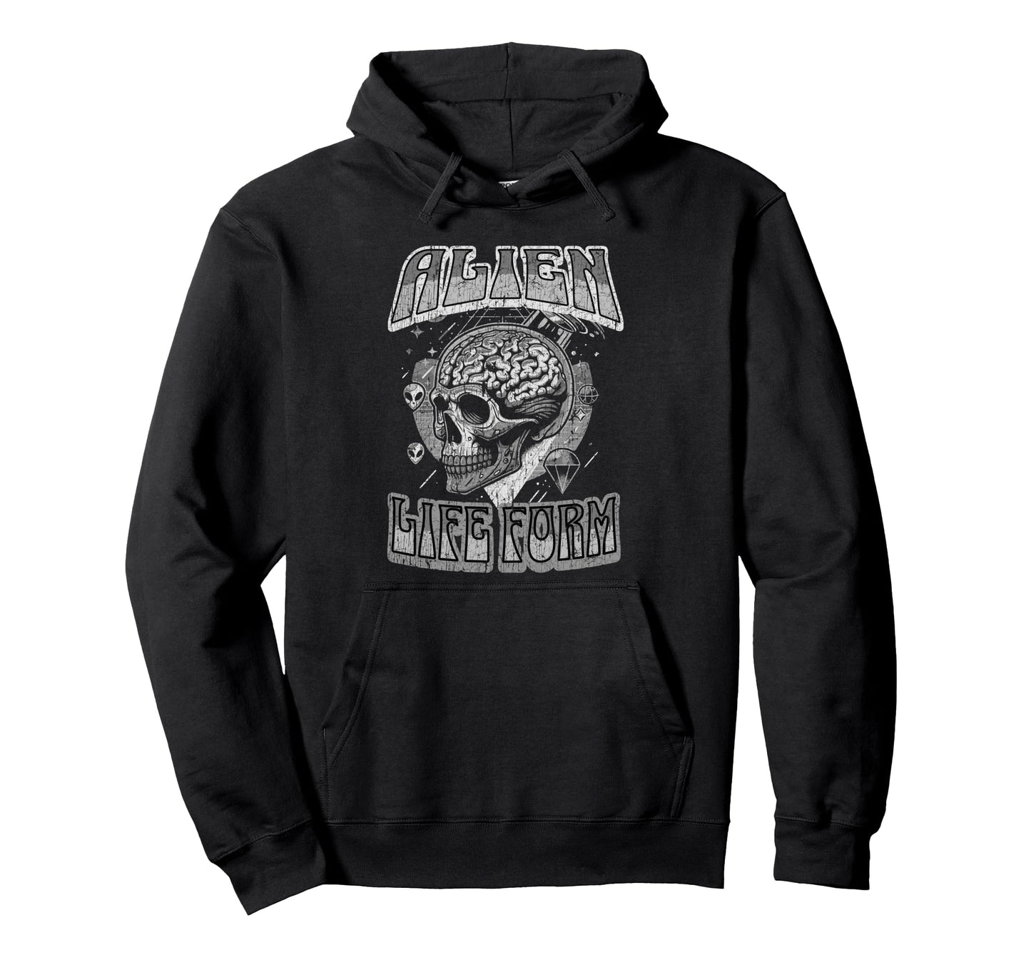 Alien Life Form Alien Head 60S Hippy Hoodie - Minimalist Print Men Women - T-Shirt, Sweatshirt, Hoodie