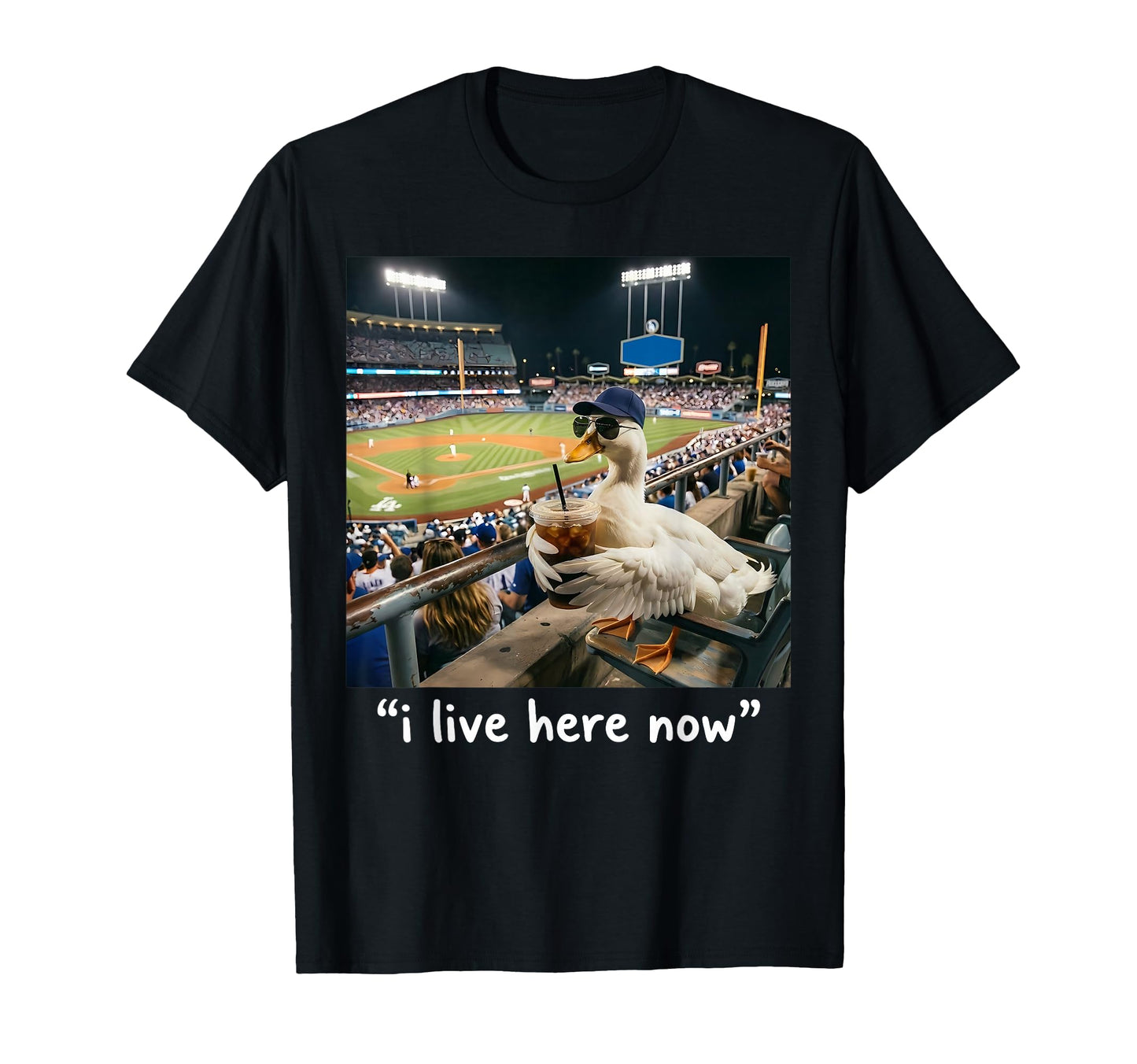 I Live Here Now Silly Goose Funny T-Shirt - Custom Art Print Unisex - T-Shirt, Sweatshirt, Hoodie