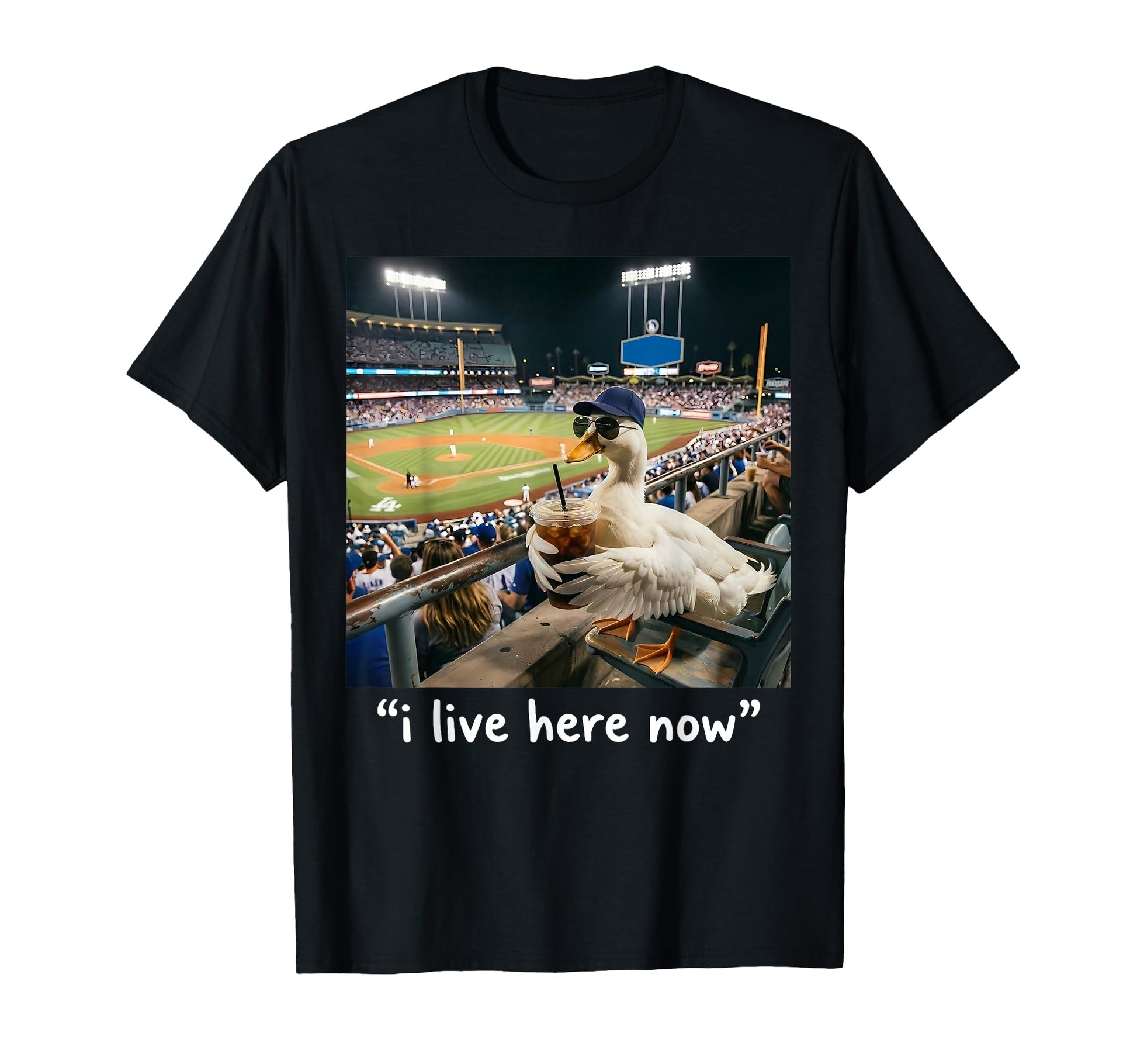 I Live Here Now Silly Goose Funny T-Shirt - Custom Art Print Unisex - T-Shirt, Sweatshirt, Hoodie
