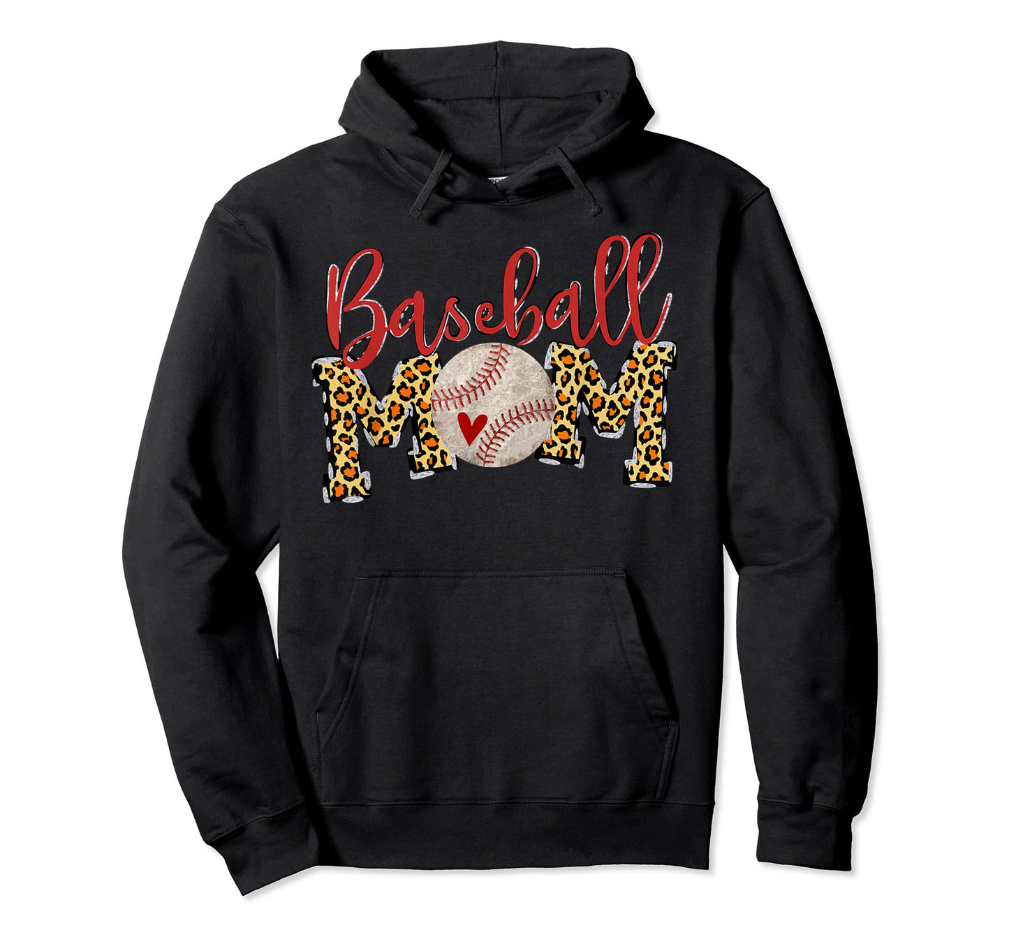 Baseball Mom Leopard Funny Softball Mom Hoodie - Unique Graphic for Adults - T-Shirt, Sweatshirt, Hoodie