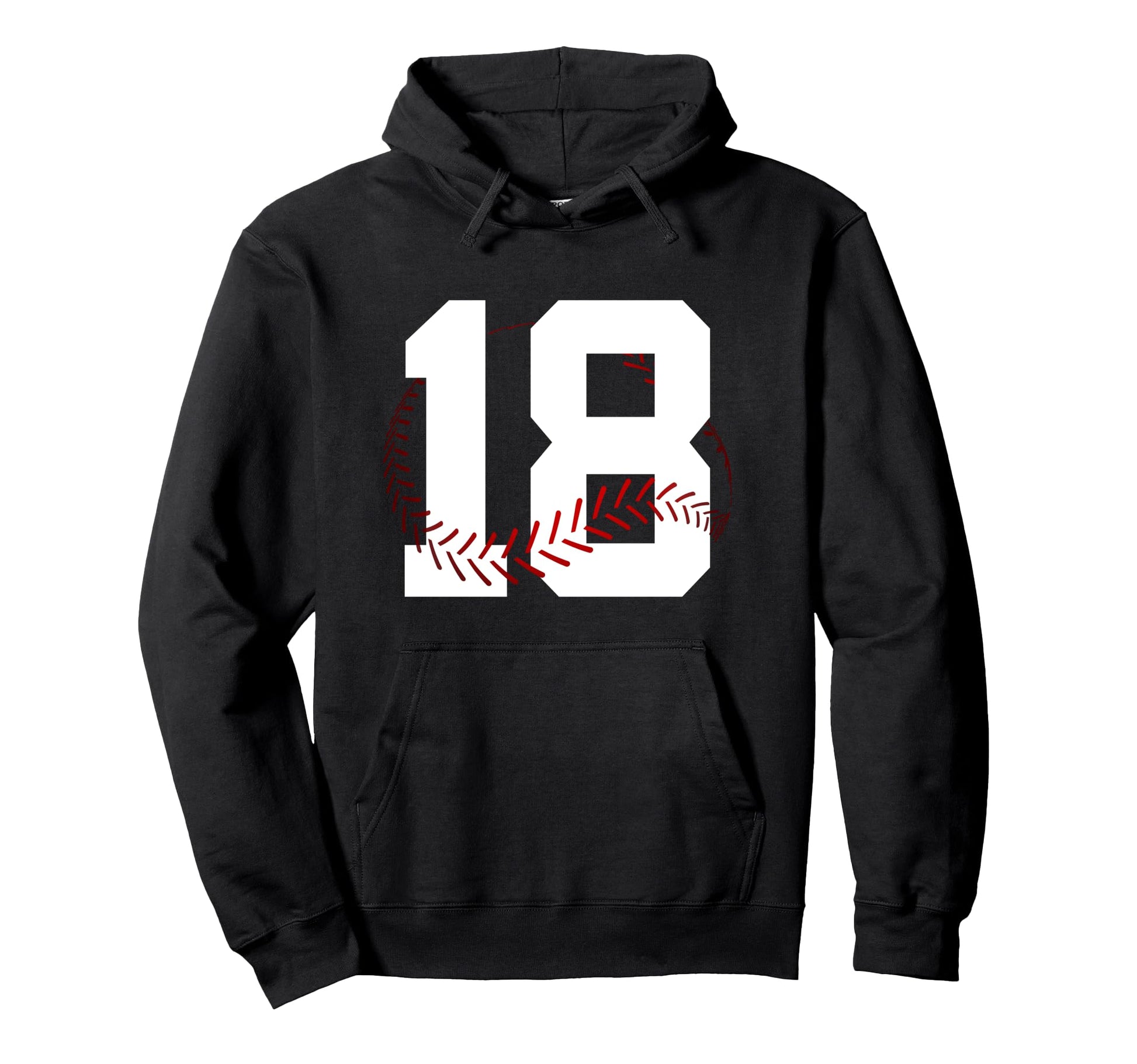Number 18 Years Baseball 18Th Birthday Hoodie - Custom Art Print Men Women - T-Shirt, Sweatshirt, Hoodie