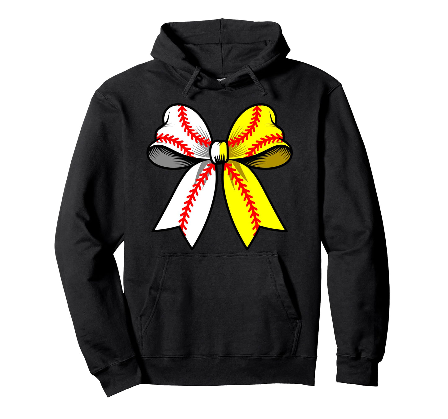 Baseball Softball Coquette Bow Funny Hoodie - Fun Novelty Design Men Women - T-Shirt, Sweatshirt, Hoodie