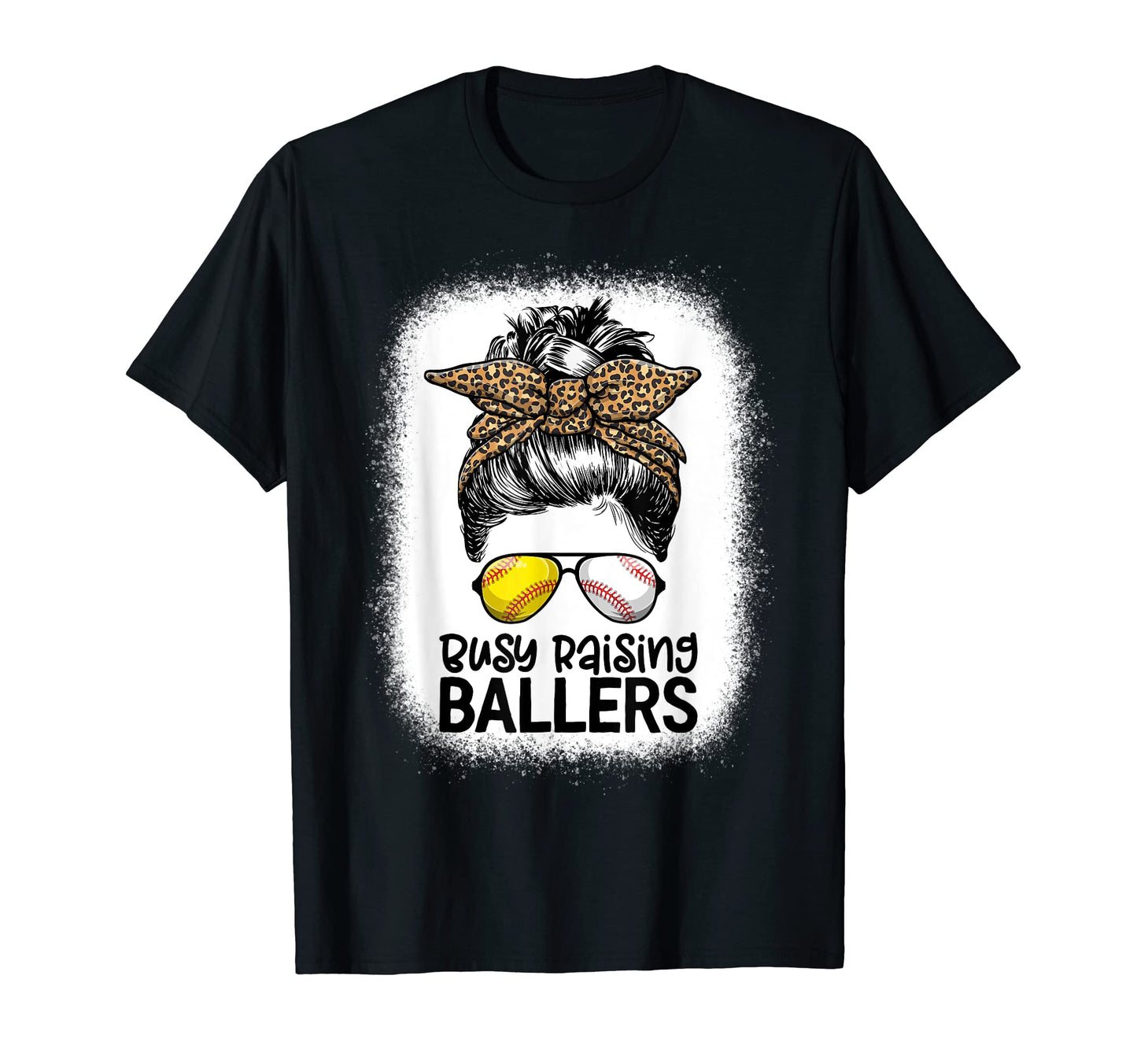 Mom Both Baseball Softball Messy Bun T-Shirt - Custom Art Print for Adults - T-Shirt, Sweatshirt, Hoodie