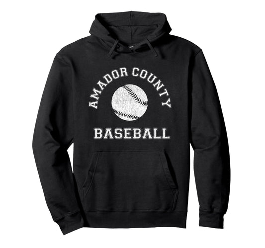 Amador County Baseball Distressed Hoodie - Novelty Apparel Men Women - T-Shirt, Sweatshirt, Hoodie