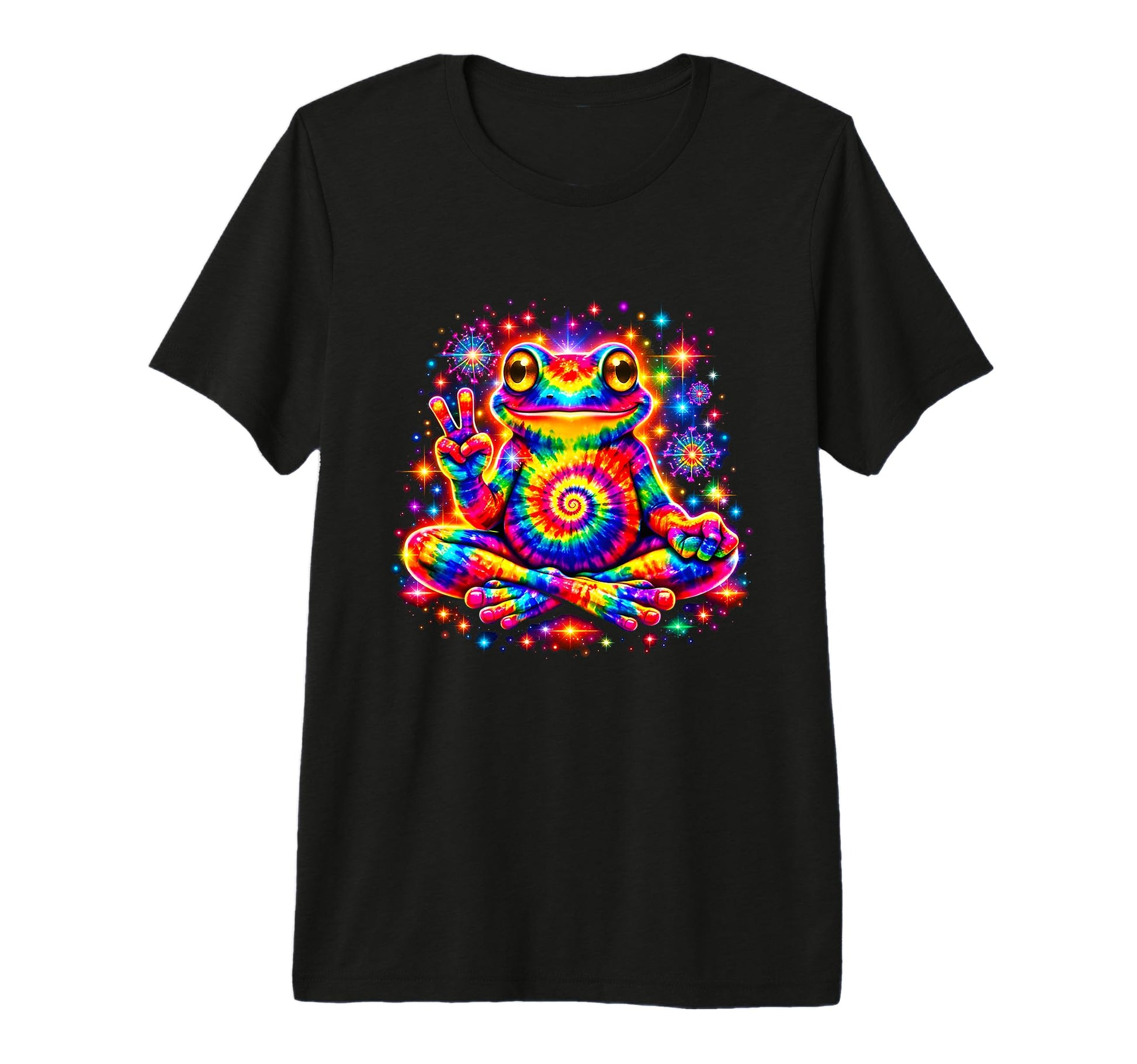 Tie Dye Frog Peace Sign Hippie T-Shirt - Custom Art Print for Adults - T-Shirt, Sweatshirt, Hoodie