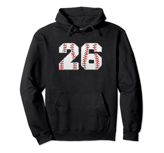 26 Baseball Distressed Number Hoodie - Trendy Graphic Men Women - T-Shirt, Sweatshirt, Hoodie