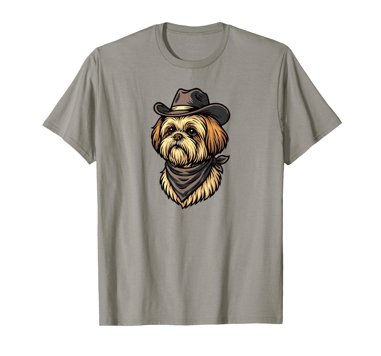 Funny Cowboy Shih Tzu Drawing T-Shirt - Graphic Print Men Women - T-Shirt, Sweatshirt, Hoodie