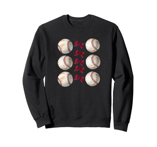 Baseball Coquette Bow Sports Sweatshirt - Aesthetic Graphic Unisex - T-Shirt, Sweatshirt, Hoodie