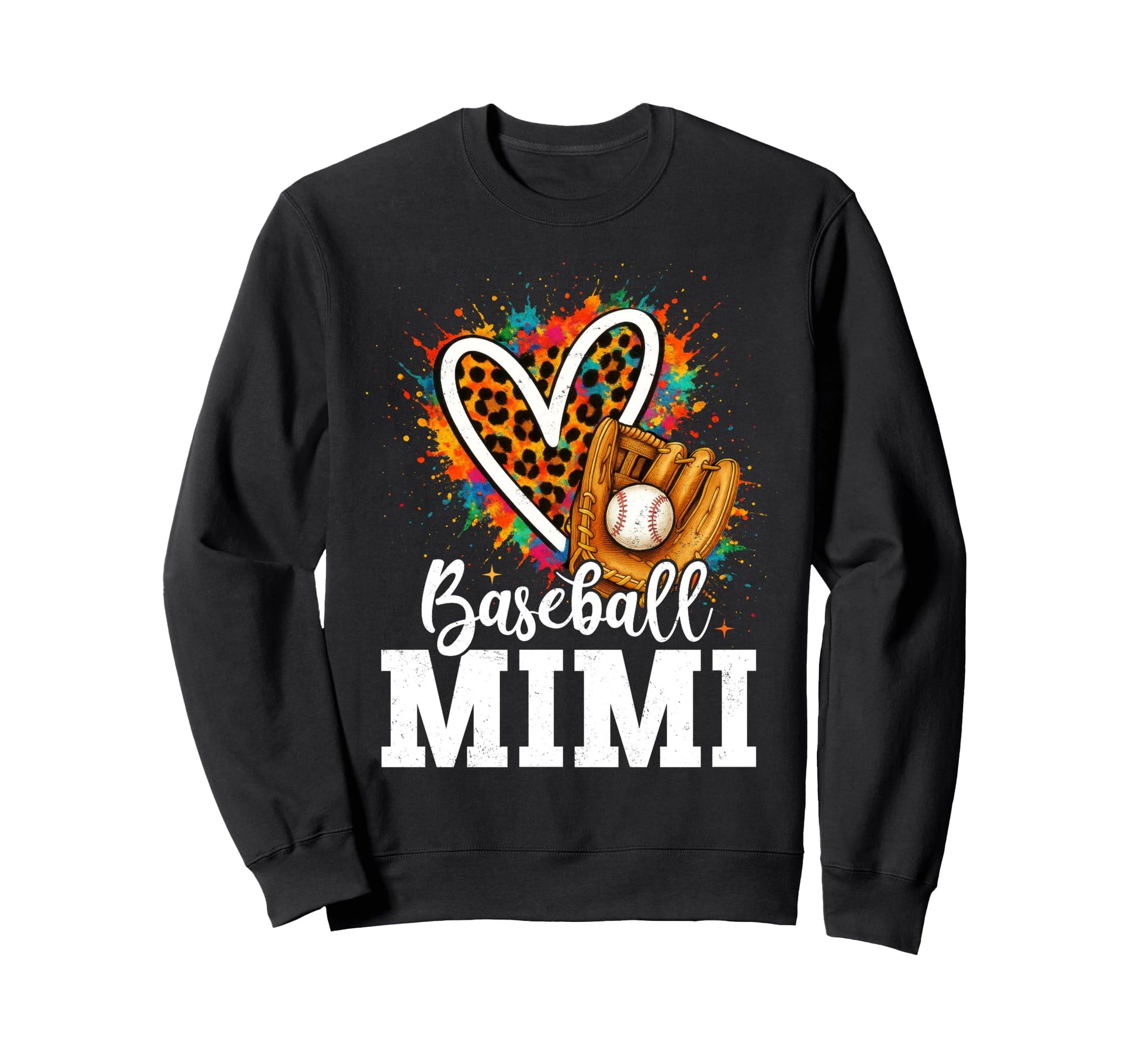 Baseball Mimi Grandma Leopard Heart Sweatshirt - Unique Graphic Unisex - T-Shirt, Sweatshirt, Hoodie