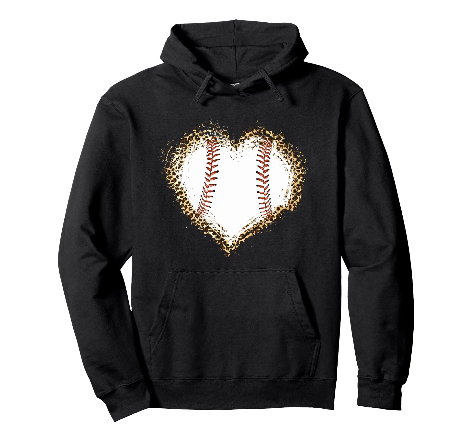 Baseball Heart Leopard Baseball Lover Hoodie - Novelty Apparel Unisex - T-Shirt, Sweatshirt, Hoodie