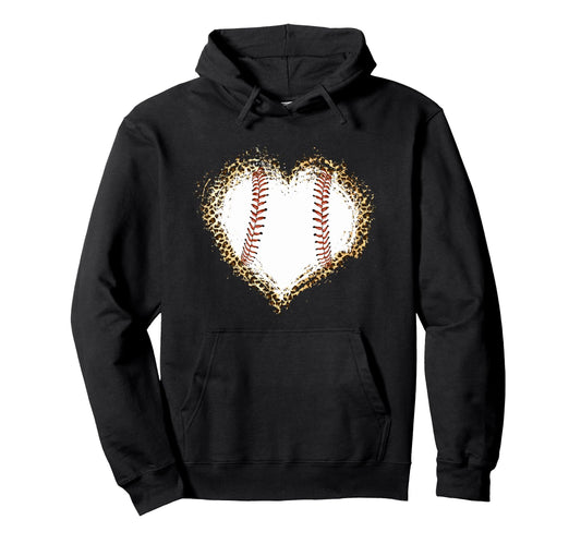 Baseball Heart Leopard Baseball Lover Hoodie - Novelty Apparel Unisex - T-Shirt, Sweatshirt, Hoodie