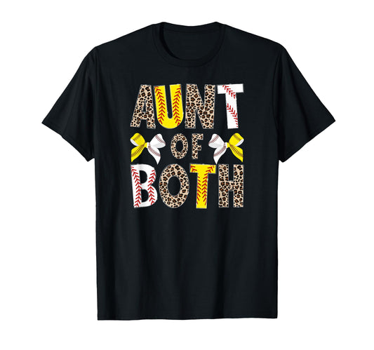 Aunt Both Leopard Softball Baseball Aunt T-Shirt - Unique Graphic Unisex - T-Shirt, Sweatshirt, Hoodie