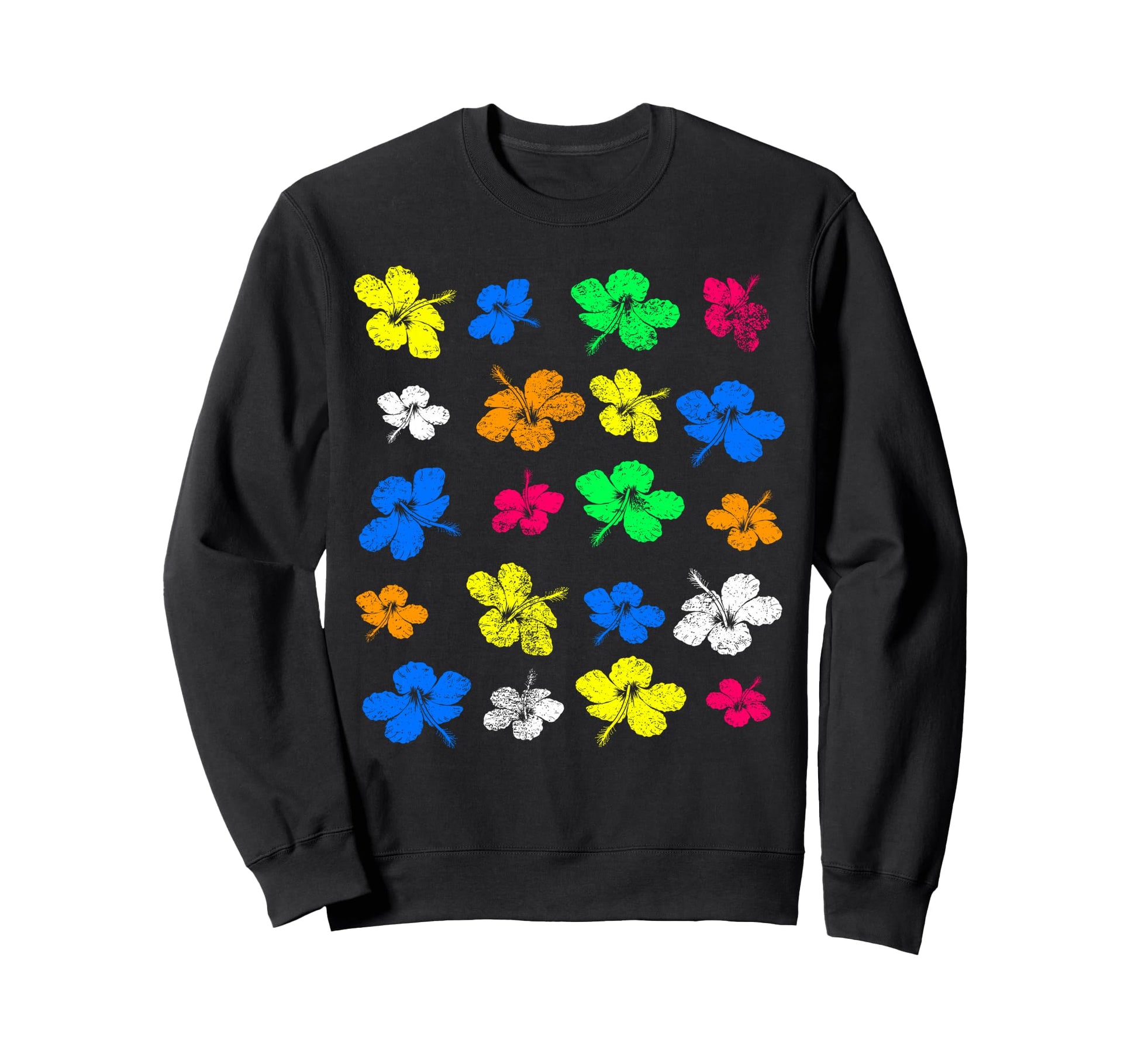Floral Hibiscus Pattern Tropical Sweatshirt - Aesthetic Graphic Men Women - T-Shirt, Sweatshirt, Hoodie