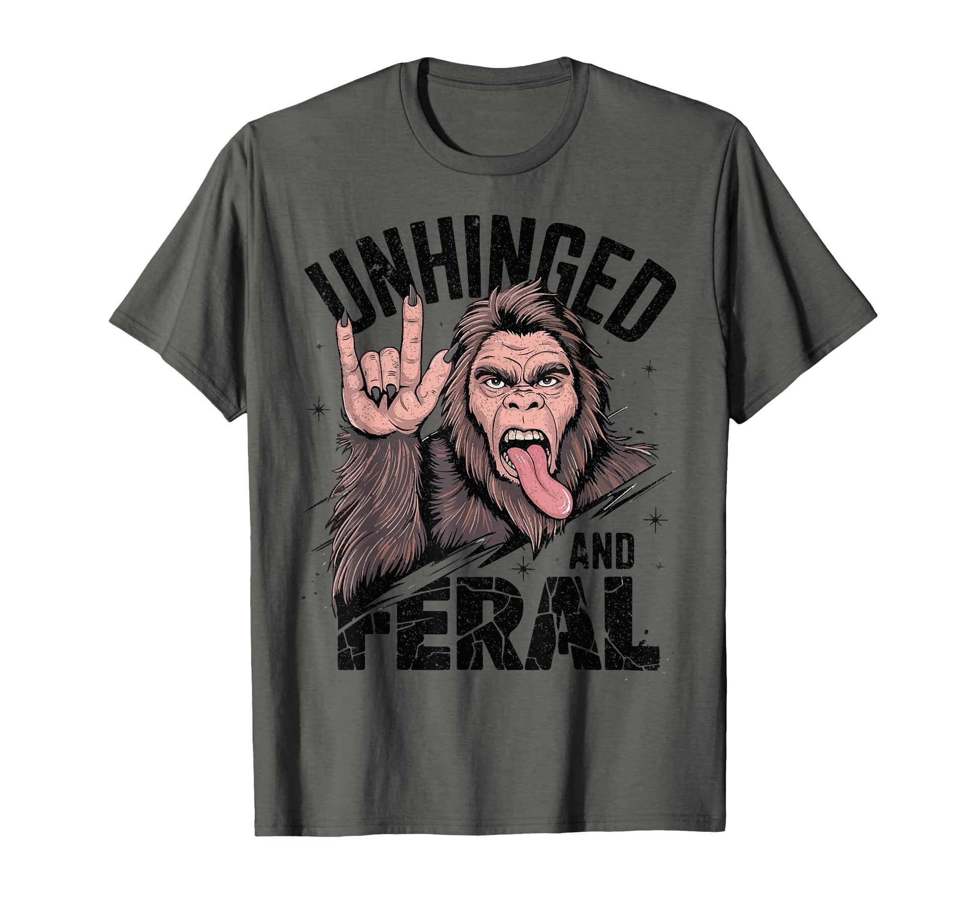 Unhinged And Feral Western Cowboy Bigfoot T-Shirt - Graphic Print Unisex - T-Shirt, Sweatshirt, Hoodie