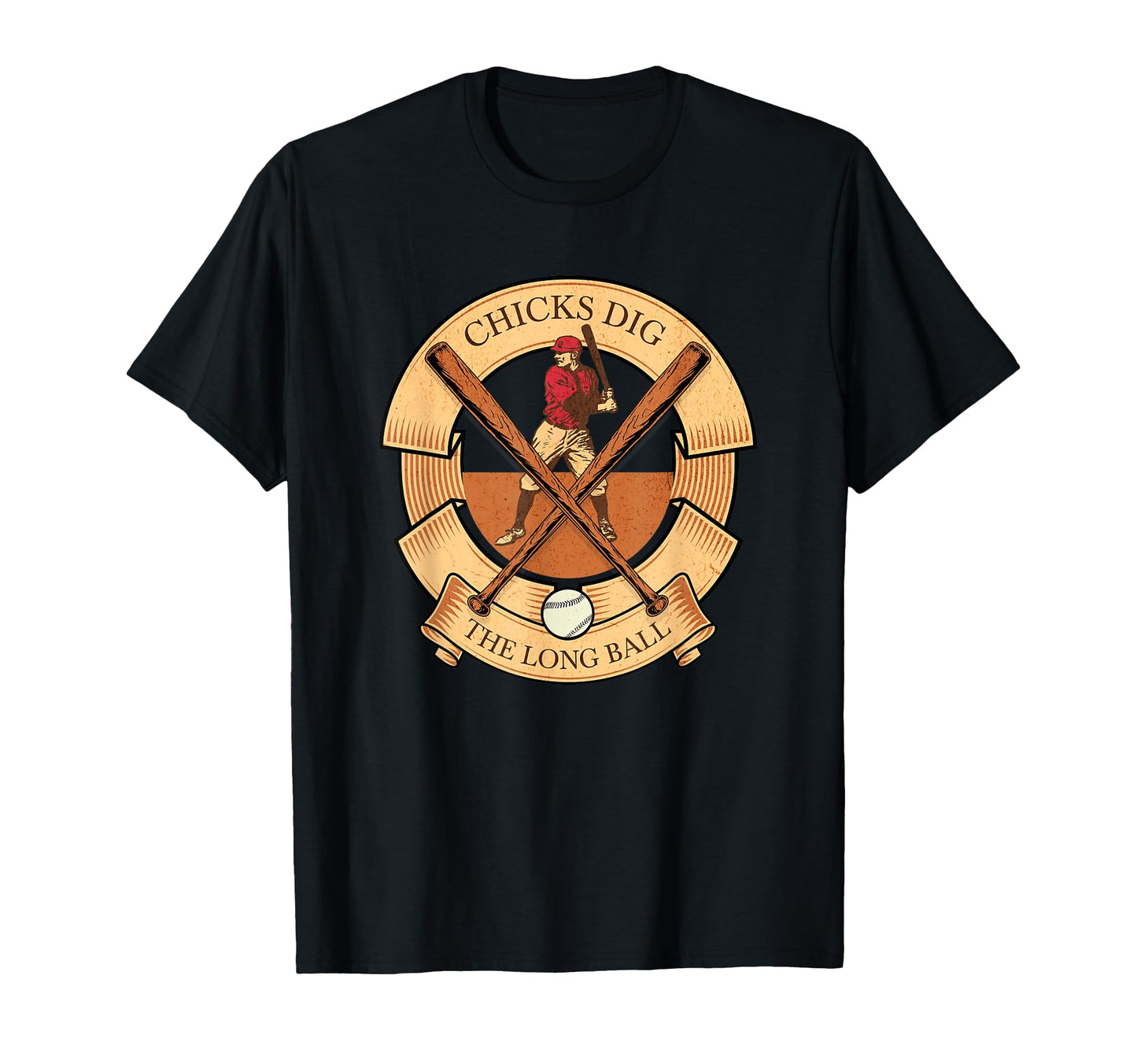 Chicks Dig Long Ball Funny Home T-Shirt - Fun Novelty Design for Adults - T-Shirt, Sweatshirt, Hoodie