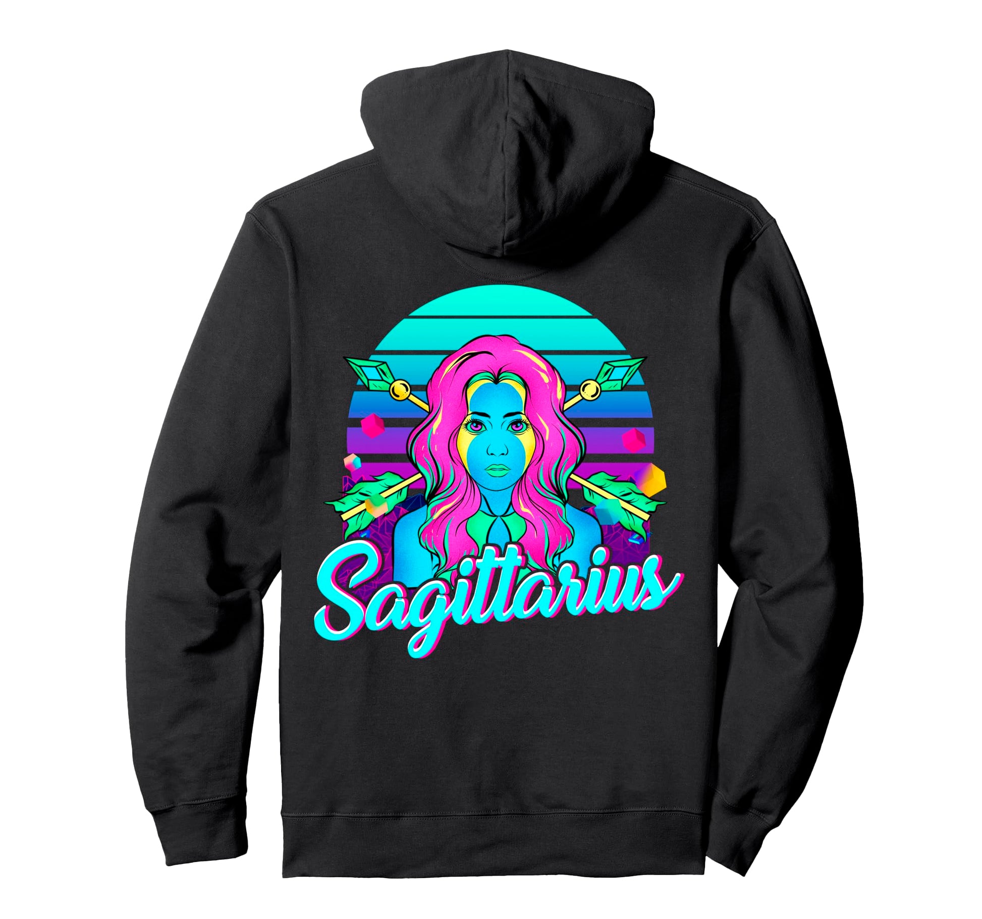 Sagittarius Synthwave Archer Horoscope Art Hoodie - Trendy Graphic Unisex - T-Shirt, Sweatshirt, Hoodie